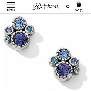 Brighton Halo Silver Tanzanite Cluster Stud Earrings